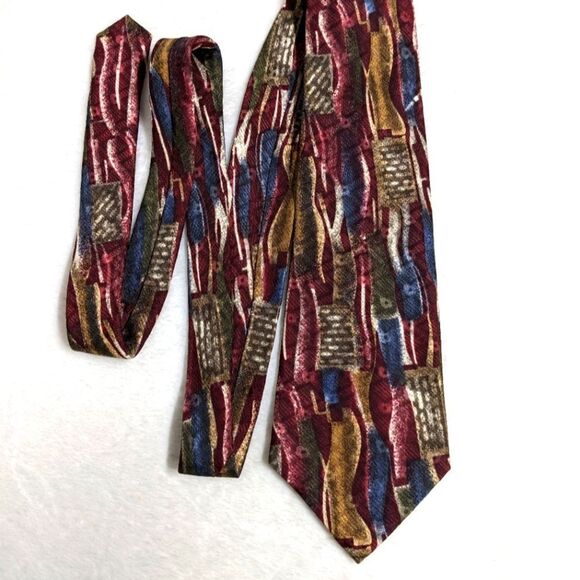 Vintage Men's 100% Silk Tie  - Abstract Motif   - Made in Italy - Picture 6 of 11